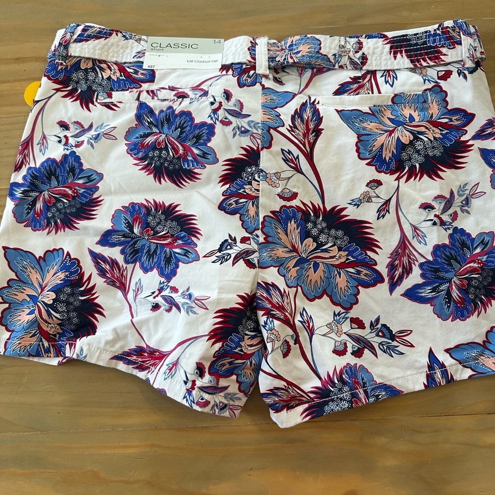Classic Women's Floral Shorts - Blue and Red